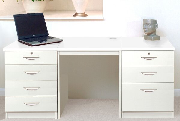 Small Office Desk Set With 4+3 Drawers (White)