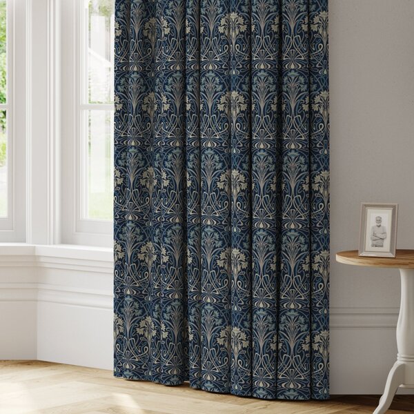 Lucetta Made to Measure Curtains Navy Blue/Yellow