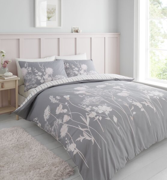 Meadowsweet Floral Pink Duvet Cover and Pillowcase Set Pink
