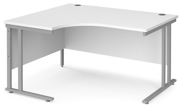 Value Line Deluxe C-Leg Left Hand Ergonomic Desk (Silver Legs), 140wx120/80dx73h (cm), White
