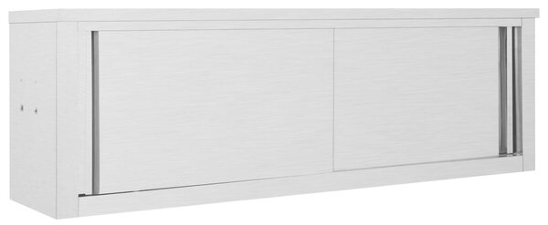 Kitchen Wall Cabinet with Sliding Doors 150x40x50 cm Stainless Steel