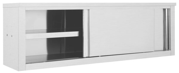 Kitchen Wall Cabinet with Sliding Doors 150x40x50 cm Stainless Steel