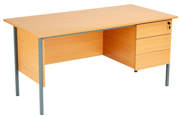 Primo Clerical Desk With 3 Drawers, Warm Beech