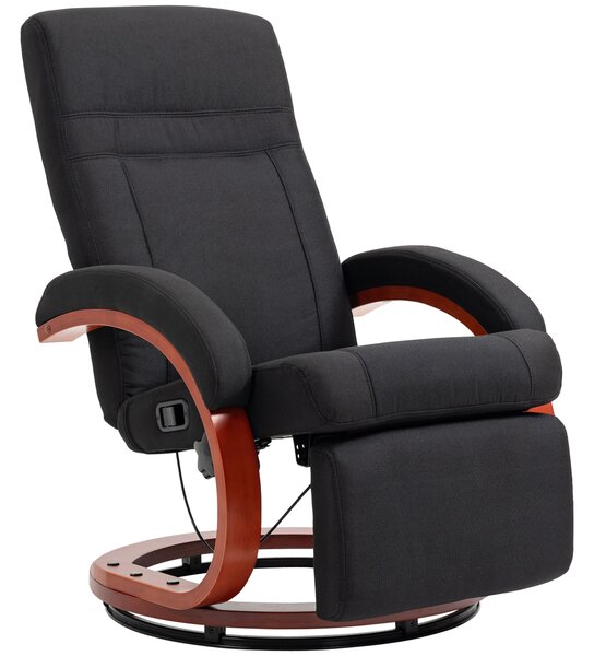 HOMCOM 135° Manual Reclining Swivel Chair, with Footrest - Black