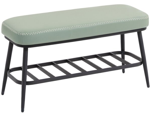 HOMCOM PU Leather Shoe Storage Bench - Green