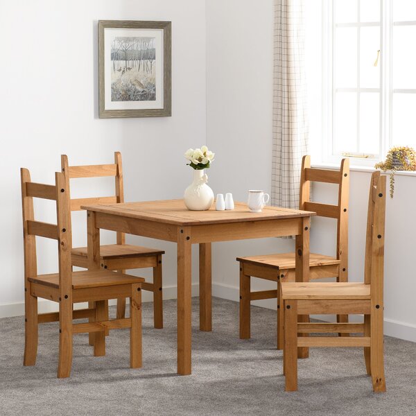 Corona Rectangular Dining Table with 4 Chairs, Pine Brown
