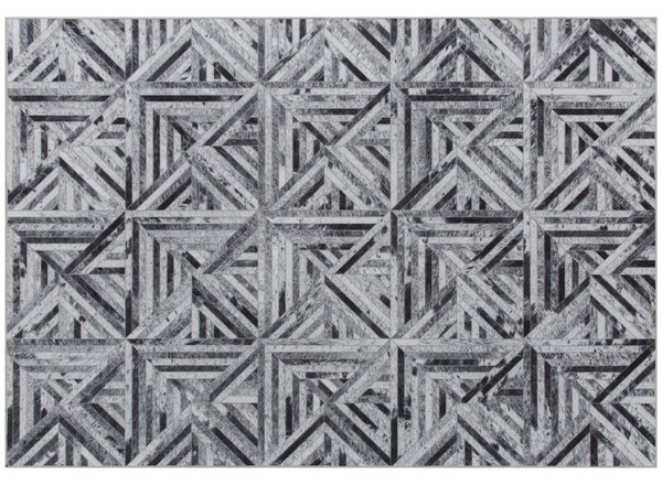 HOMCOM Modern Area Rug, Triangle Pattern Non-Slip Washable Rug, Chenille Floor Carpet for Living Room, Bedroom, Dining Room, Home Office, 170 x 120 cm, Black