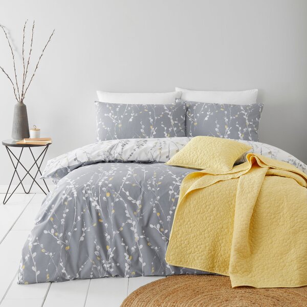 Belle Charcoal Duvet Cover and Pillowcase Set Charcoal/White