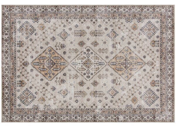 HOMCOM Vintage Area Rug, Non-Slip Washable Rug, Flannel Floor Carpet for Living Room, Bedroom, Dining Room, Home Office, 230 x 160 cm, Beige