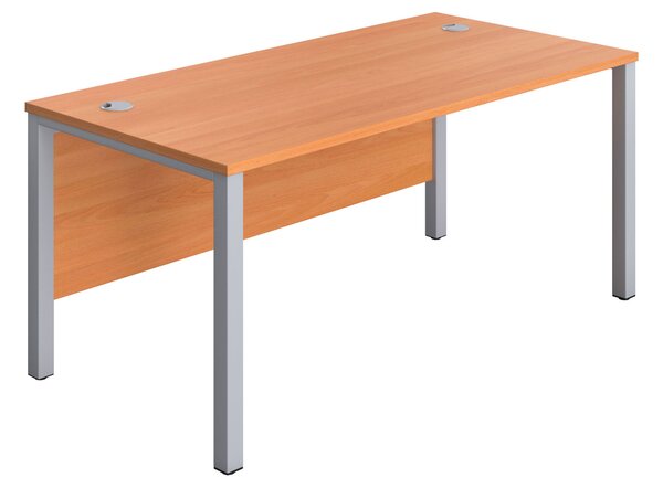 Progress H-Leg Narrow Rectangular Desk, 120wx60dx73h (cm), Silver/Beech