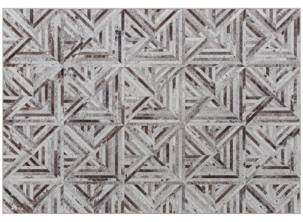 HOMCOM Modern Area Rug, Triangle Pattern Non-Slip Washable Rug, Chenille Floor Carpet for Living Room, Bedroom, Dining Room, Home Office, 170 x 120 cm, Brown