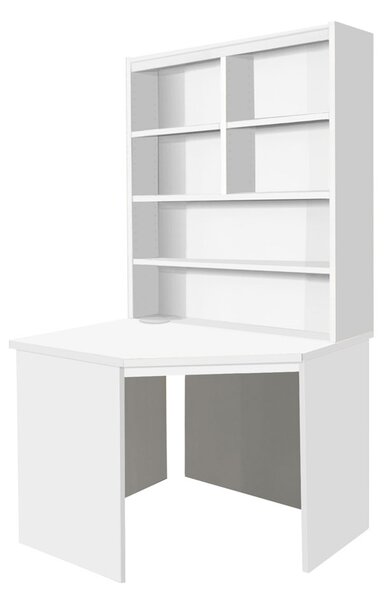 Small Office Corner Desk With Hutch Bookcase (White)