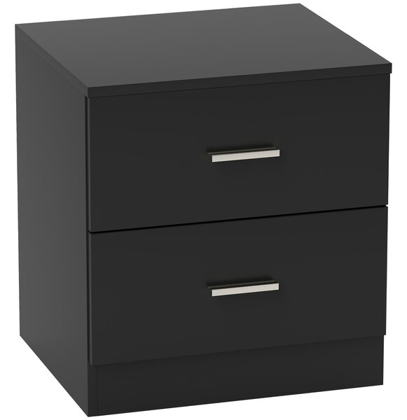 HOMCOM Modern Bedside Table, Beside Cabinet with 2 Drawers, for Bedroom, Living Room, Black