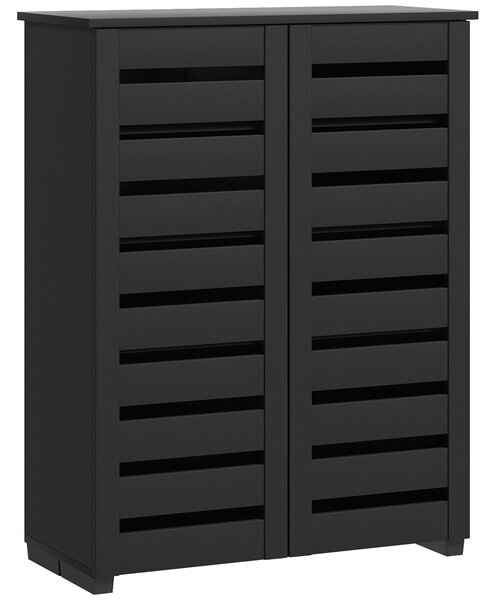 HOMCOM Narrow Shoe Cabinet for Entryway, 5-Tier Slim Shoe Storage Cabinet with 2 Slatted Doors and Adjustable Shelves