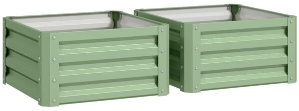 Outsunny Set of Two 60 x 60cm Steel Planter Boxes - Light Green