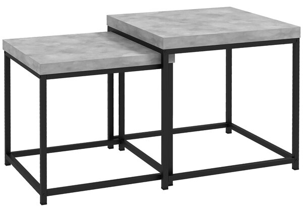 HOMCOM Coffee Table Set of 2, Nest of Tables with 3.5cm Thick Tabletop, Grey
