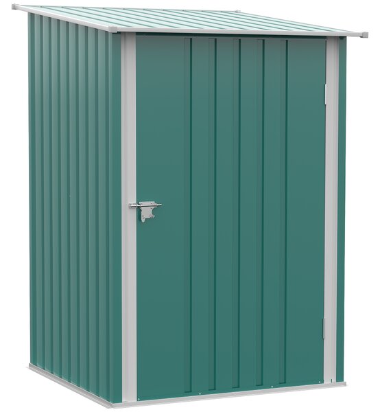 Outsunny 3.3 x 3.4ft Lean To Steel Garden Shed, with Locking Door - Green