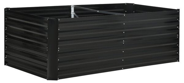 Outsunny Raised Beds for Garden, Galvanised Steel Outdoor Planters with Multi-reinforced Rods, 180 x 90 x 59 cm, Black