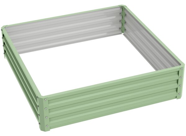 Outsunny Square Raised Garden Bed Box with Weatherized Steel Frame for Vegetables, Flowers, & Herbs, 120 x 120 x 30cm, Light Green