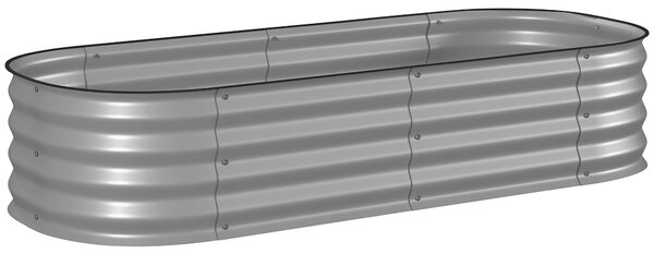 Outsunny Galvanised Raised Garden Bed, Metal Planter Box with Safety Edging, for Flowers, Herbs, Succulents, Silver