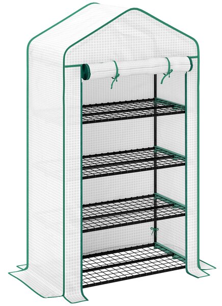 Outsunny Four-Tier Mini Greenhouse, with Reinforced Plastic Cover