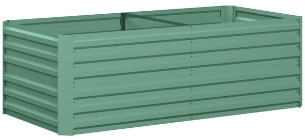 Outsunny Raised Beds for Garden, Galvanised Steel Outdoor Planters with Multi-reinforced Rods, 180 x 90 x 59 cm, Light Green