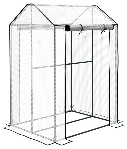 Outsunny Green House, Mini Greenhouse with 2 Roll-up Doors, Vent Holes and Reinforced Cover, 100 x 80 x 150cm