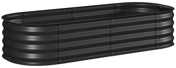 Outsunny Galvanised Raised Garden Bed, Metal Planter Box with Safety Edging, for Flowers, Herbs, Succulents, Black