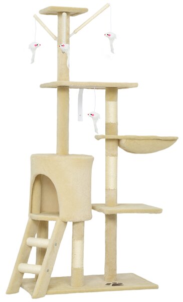 PawHut Multi-Level Cat Tower, 134cm Cat Tree with Condo and Sisal Scratching Posts for Indoor Kittens, Beige