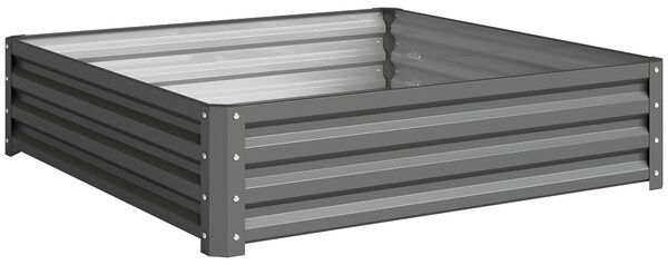 Outsunny 432L Square Raised Garden Bed Box Steel Frame for Vegetables, Flowers and Herbs, 120 x 120 x 30cm, Light Grey