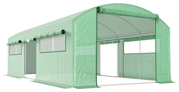 Outsunny 19 x 9.8ft Walk-In Polytunnel Greenhouse - Green
