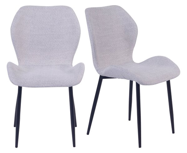 Aren Set of 2 Grey Boucle Dining Chairs Grey