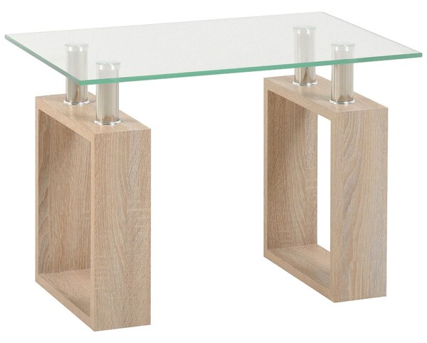 Milan Oak Glass Top Lamp Table Natural
