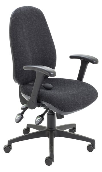 Orchid Deluxe Lumbar Pump Ergonomic Operator Chair With Folding Arms, Charcoal