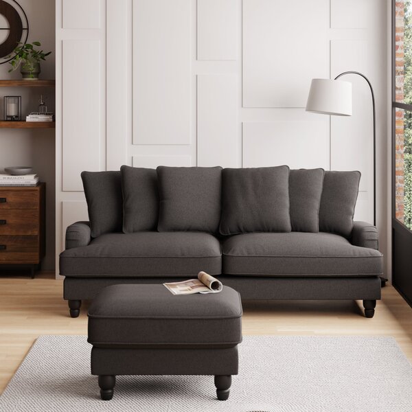 Beatrice Scatter Back Luna Fabric 4 Seater Sofa Charcoal