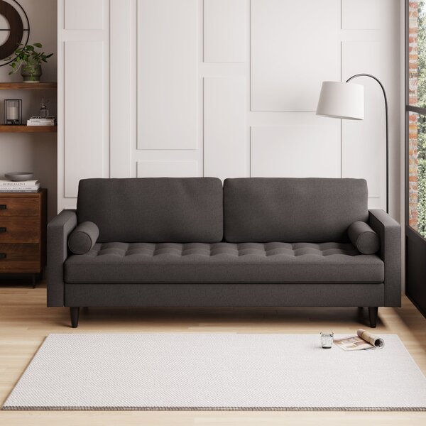 Zoe Luna Fabric 4 Seater Sofa Dark Grey