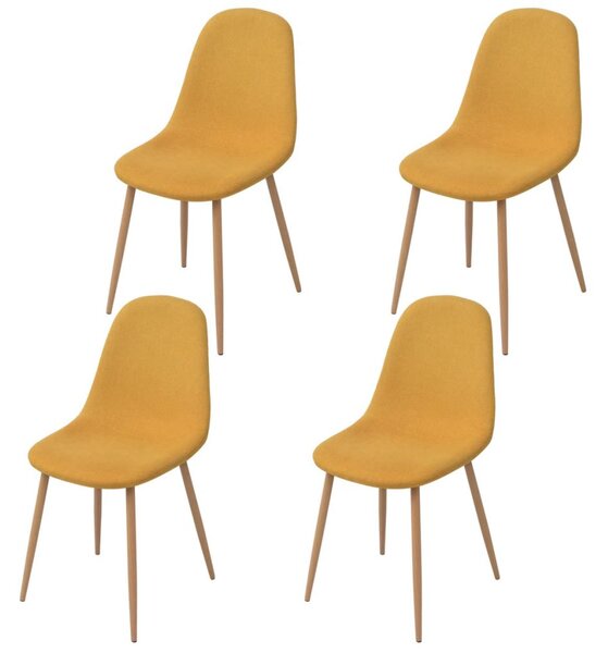 Dining Chairs 4 pcs Fabric Yellow