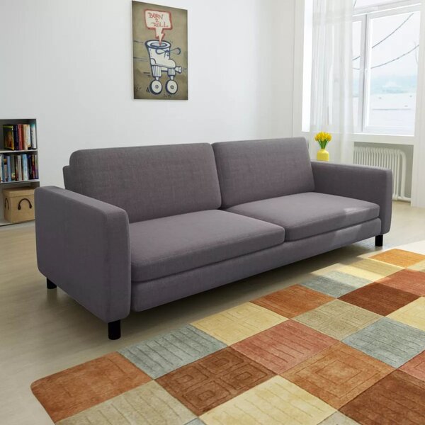 244303 3-Seater Sofa Dark Grey Fabric