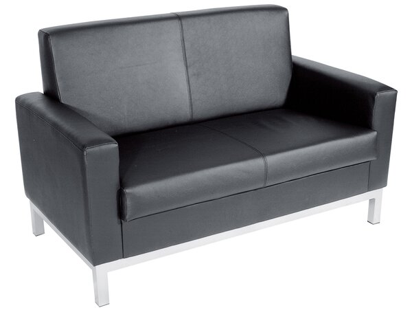 Helsinki 2 Seater Leather Sofa, Black