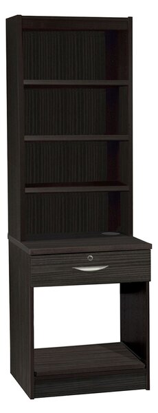 Small Office Printer/Scanner Unit With Single Drawer & Hutch Bookcase, Black Havana