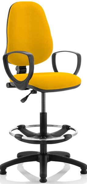 Lunar 1 Lever Draughtsman Chair (Fixed Arms), Senna Yellow