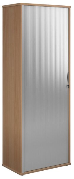 Single Door Wooden Tambour Cupboard, 5 Shelf - 80wx47dx214h (cm), Beech