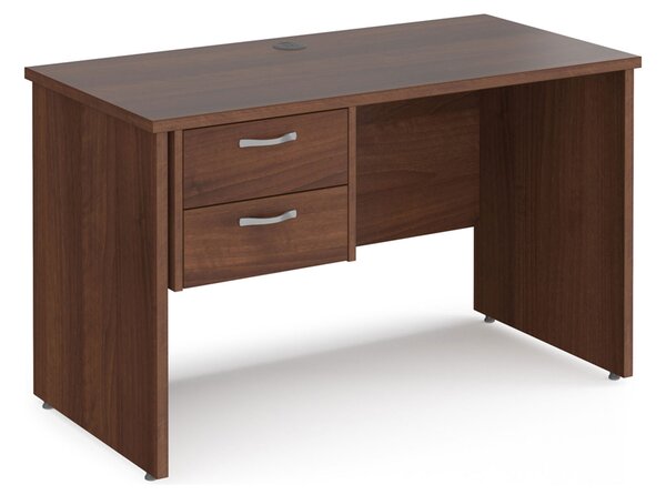 Value Line Deluxe Panel End Narrow Rectangular Desk 2 Drawers, 120wx60dx73h (cm), Walnut