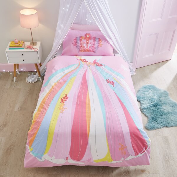 Catherine Lansfield Be A Princess Duvet Cover and Pillowcase Set Pink