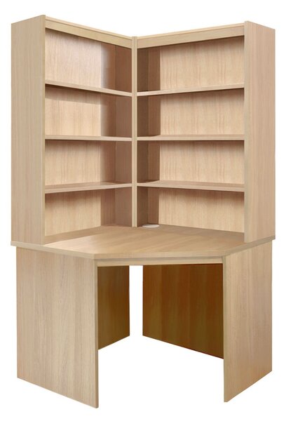 Small Office Corner Desk With Hutch Bookcase Set (Sandstone)