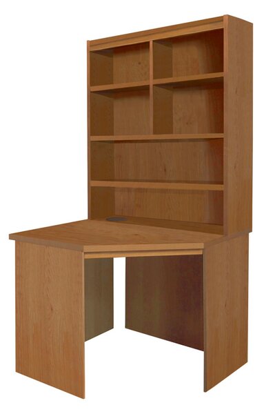 Small Office Corner Desk With Hutch Bookcase (English Oak)