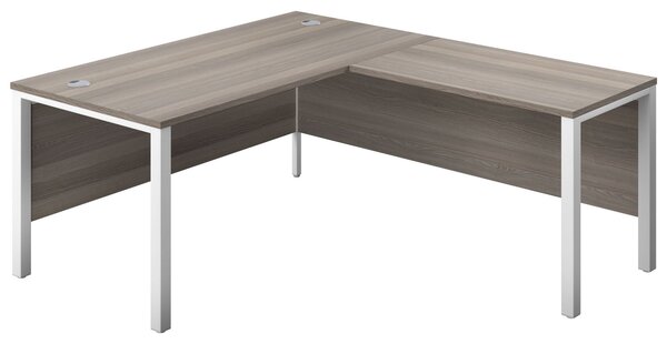 Progress H-Leg Right Hand L-Shape Desk, 160wx180dx73h (cm), White/Grey Oak