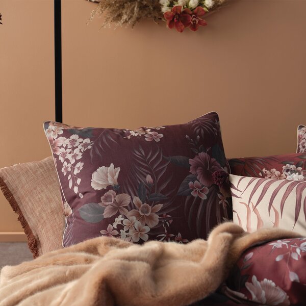 Linen House Taira 100% Cotton Continental Pillowcase Purple