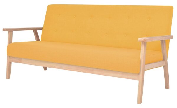 3-Seater Sofa Fabric Yellow