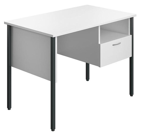 Slater Rectangular Home Office Desk With Drawer (White)